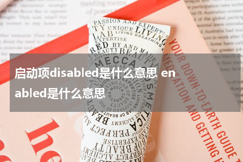 启动项disabled是什么意思 enabled是什么意思