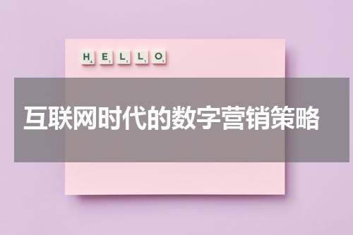 互联网时代的数字营销策略