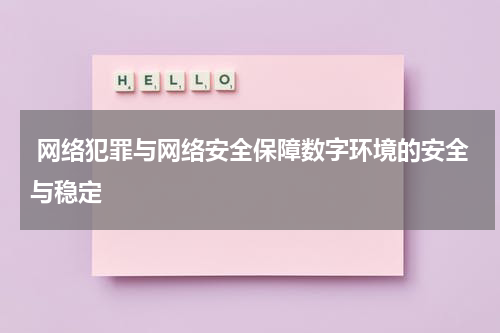 网络犯罪与网络安全保障数字环境的安全与稳定