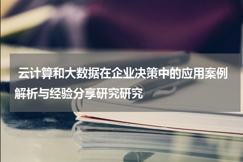 云计算和大数据在企业决策中的应用案例解析与经验分享研究研究